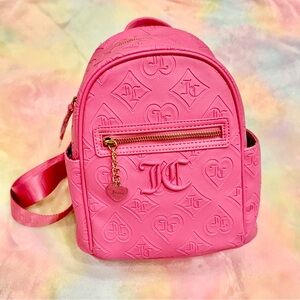 Juicy Couture Pink Embossed Mini Backpack with Gold Hardware